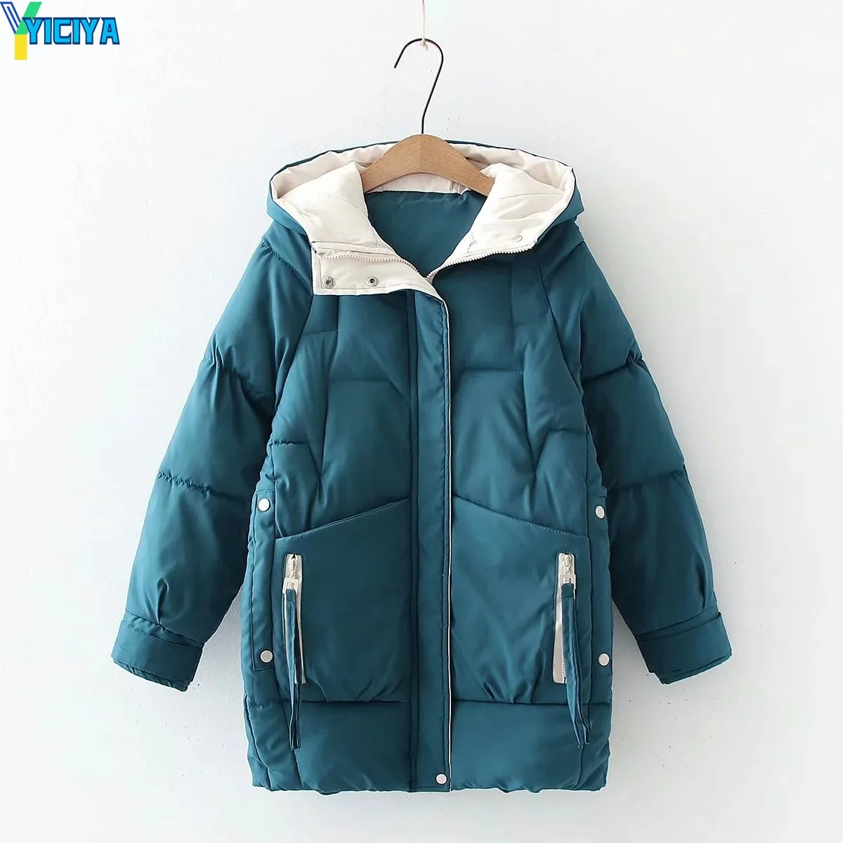 YICIYA Parkas Woman Winter 2023 Thick Hooded Jackets Cotton Long Warm Padded Coats For Women Streetwear Oversized Y2k Outerwear