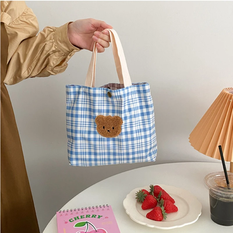 

HAYANA 2022 New Handbag Plaid Bear Simple and Compact Handbag Girls Bag