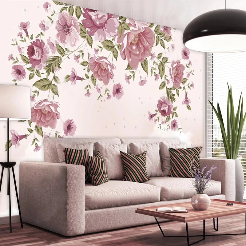 

Nordic Modern Simple Pink Flowers Photo Mural Wallpaper Living Room TV Sofa Luxury Home Decor Waterproof Wall Cloth 3D Fersco