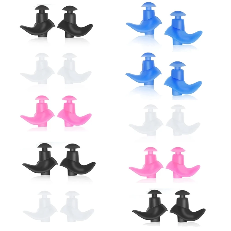 

10 Pairs Swimming Reusable Silicone Ear Plugs For Adults,For Swimming Showering Surfing Hot Springs Water Sports