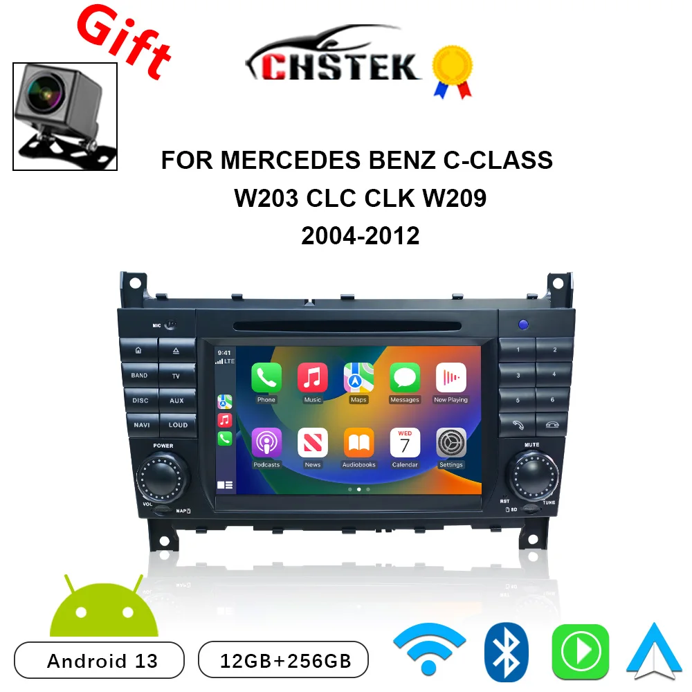 Автомобильный радиоприемник CHSTEK Android 13 Carplay для Mercedes Benz C Class W203 W209 C200 C230 C240 C320 C350