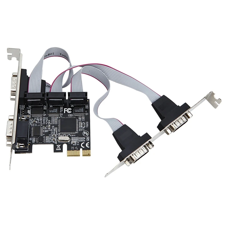

Pcie 4 порта последовательная плата расширения Multi RS232 DB9 COM преобразователь адаптера расширения