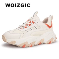 woizgic womens female woman genuine leather mesh shoes platform sneakers lace up breathable soft plus size 35 40 bbgj w20