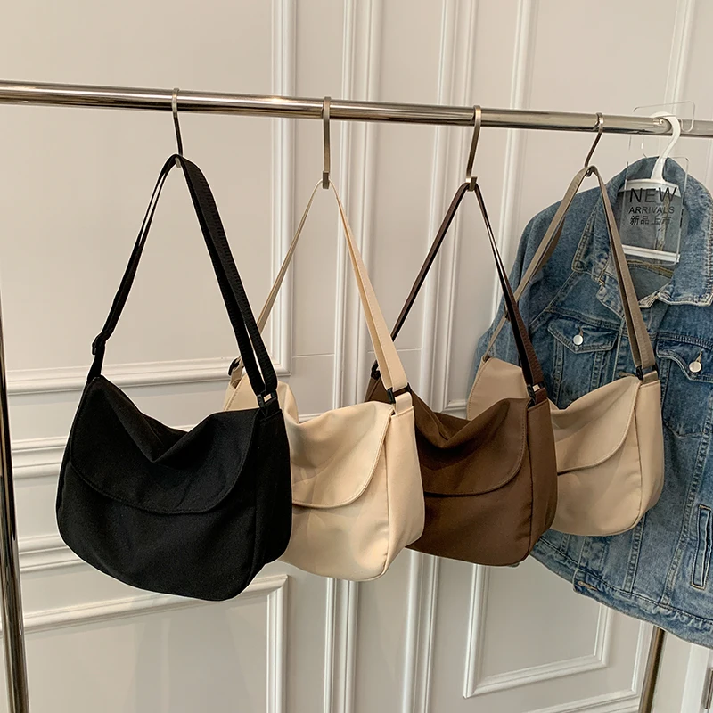 

Простая модная женская сумка на плечо, однотонные женские сумки через плечо, водонепроницаемая нейлоновая сумка-мессенджер для девушек, вм...