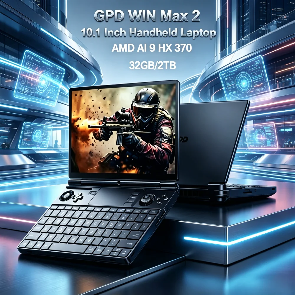 Фото Портативный игровой ноутбук GPD WIN Max 2, 10,1-дюймовый большой экран, процессор AMD Ryzen, Windows 11, портативный игровой UMPC, ультрабольшой размер №2