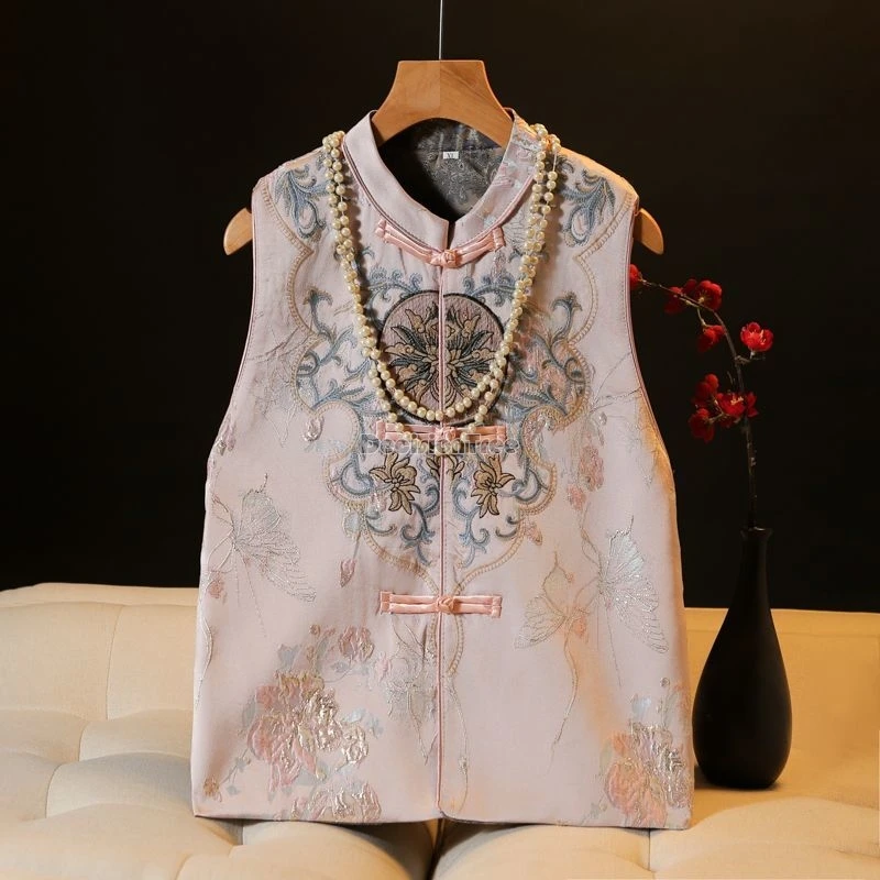 Жаккардовый жилет ручной работы в классическом китайском стиле 2024