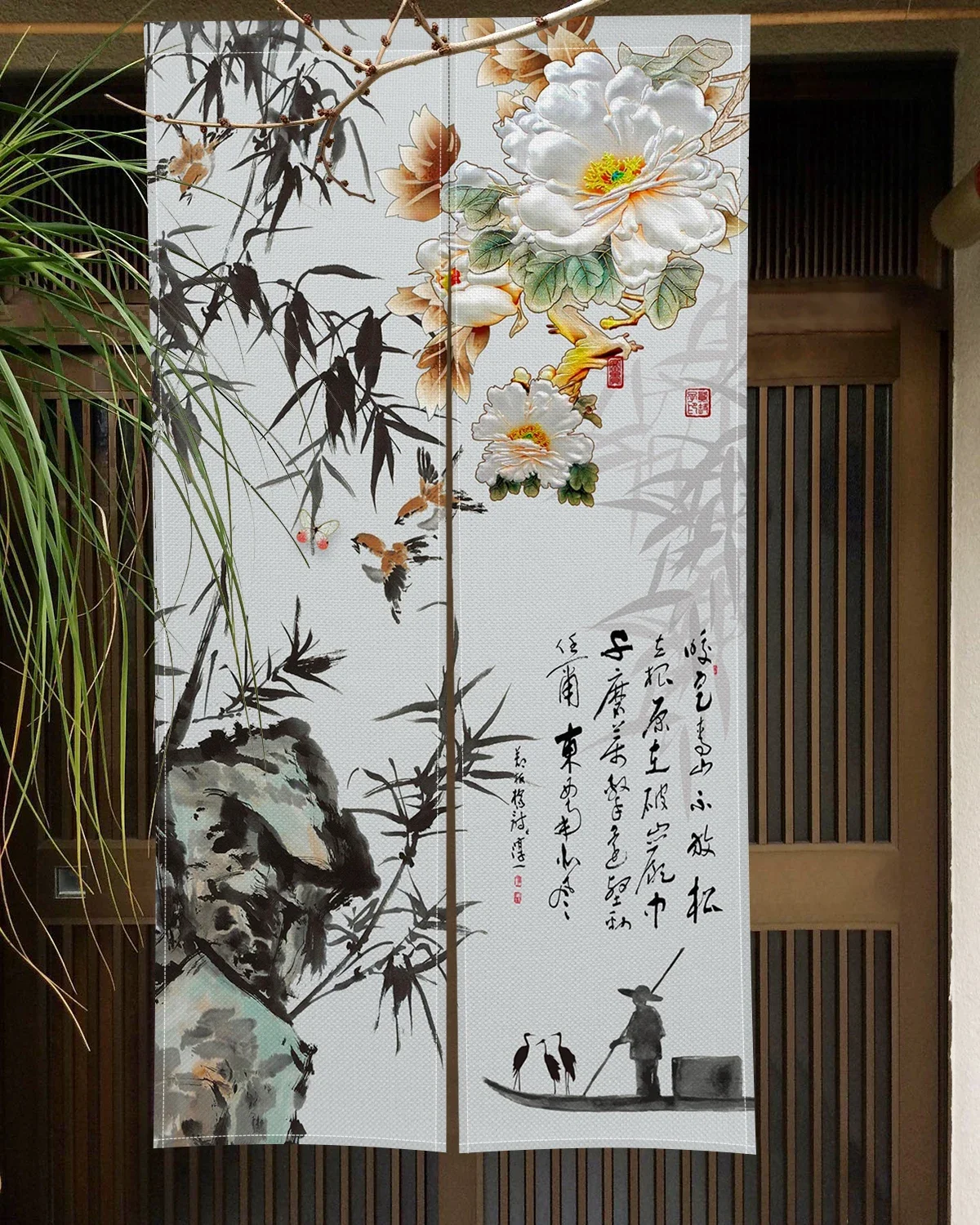 Китайская традиционная бамбуковая дверная дверь с чернильным рисунком японская