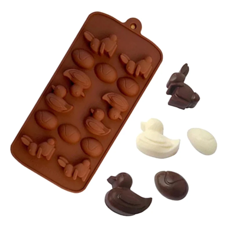 

Easter Chocolate Mold Egg Bunny Duck Silicone Candy Tray Suitable For Easter Party Soft Candy Jelly Dome Mousse Cake Decoration