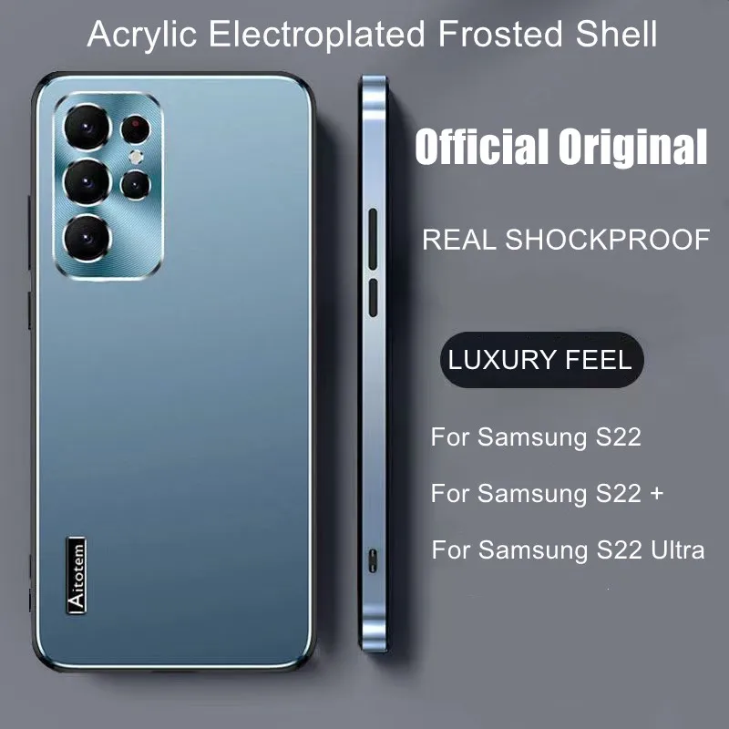

Electroplate Case For Samsung Galaxy S22 Plus Case Shockproof Acrylic Cover For Samsung S22 Ultra S22 5G Camera Metal Lens Coque
