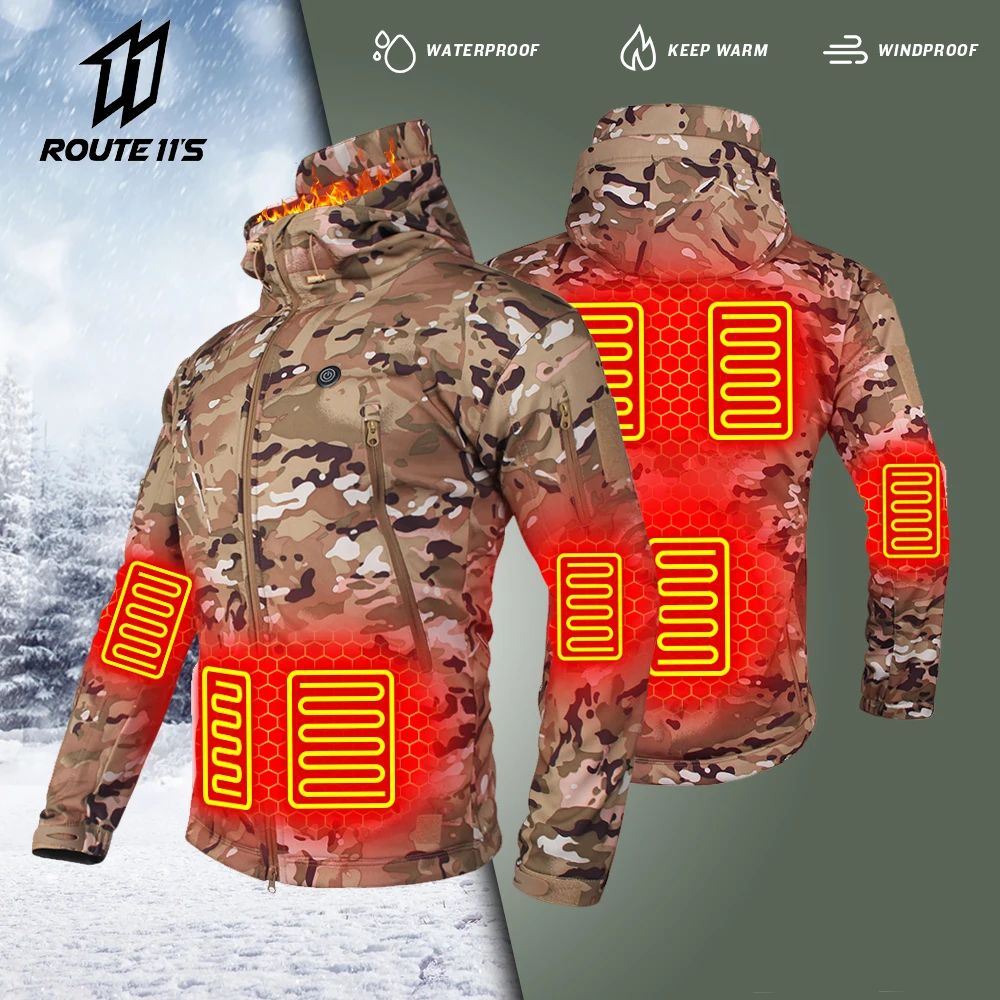 Heated Clothing Fishing Suit Men Heated Jacket Women Winter Thermal Coat Outdoor Skiing Hiking USB Heating Warm Tactical Jacket