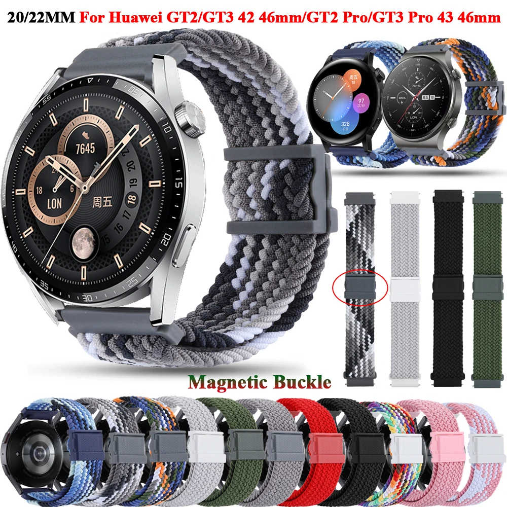 

Ремешок нейлоновый для смарт-часов Huawei Watch GT3 GT 3 Pro, браслет с нейлоновой оплеткой для наручных часов GT2 Pro 42 46 мм, 20 22 мм