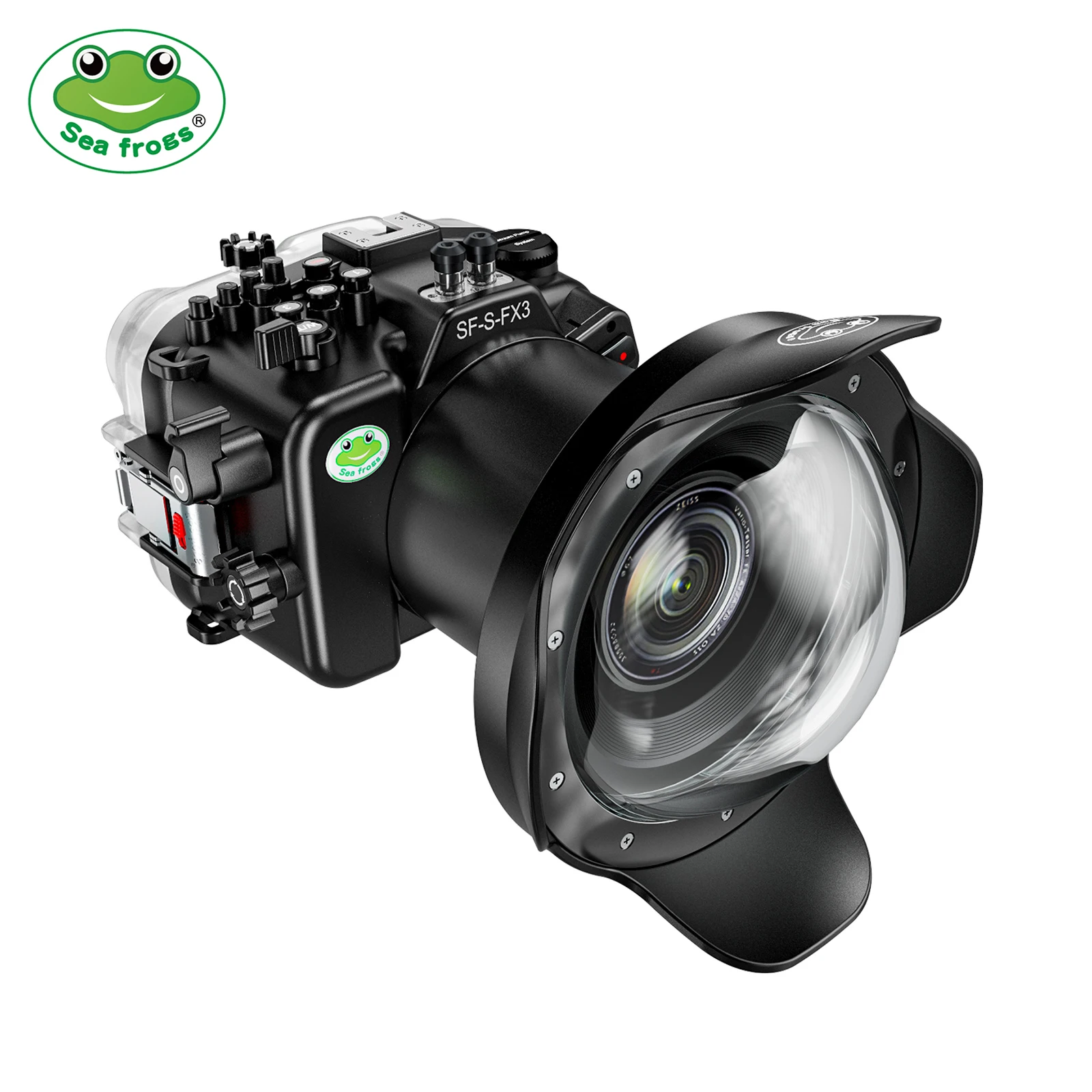 

Seafrogs 40Meter Waterproof Camera Housing With 6' Glass Dome Port For Sony FX3 16-35mm 28-70mm 90mm 10-18mm 16-50mm Etc Lens