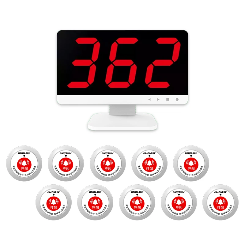 

Звуковой усилитель JIANTAO 362 + F51 с 10 пейджерами, Водонепроницаемая беспроводная система вызова, 3-значный светодиодный дисплей для кальяна, ресторана