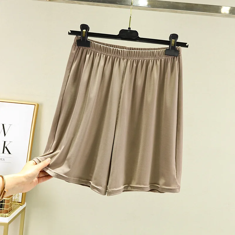 2023 Summer New Women's Shorts Ice Silk Viscous Fiber Shorts Women's Slim Sleeping Pants Thin Solid Color Large Loose Home Pants