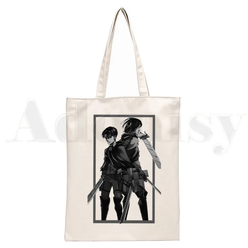 Levi Ackerman Anime Attack on Titan Levi Rivaille Handbags Shoulder Bags Casual Shopping Girls Handbag Women Elegant Canvas Bag