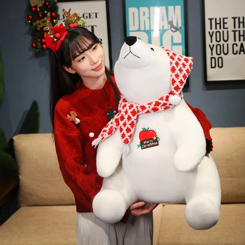 30-60 см мультфильм Рождественская серия белый медведь плюшевая кукла подушка