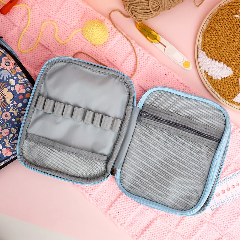 New Empty Crochet Hooks Pouch Storage Bag Knitting Kit Case Organizer Bag for Crochet Needles Scissors Ruler Sewing Kit Bag