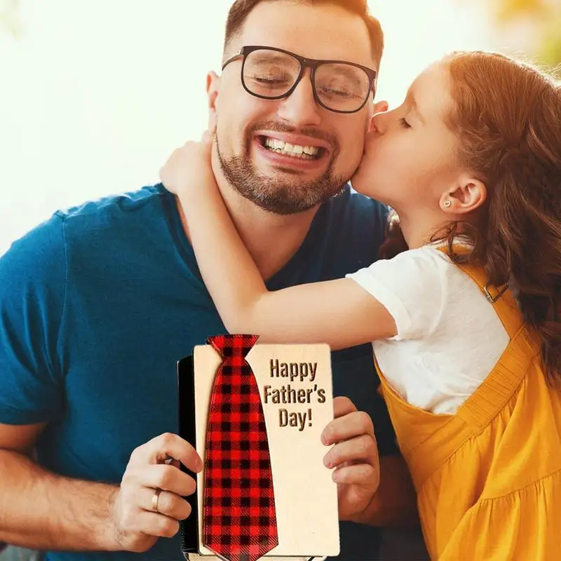 Складная деревянная коробка для карточек на День отца Бумажная книга с