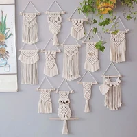 hanging decorations linen texture fabric small wall hanging with tassel kid home decoration farmhouse vintage boho style retro