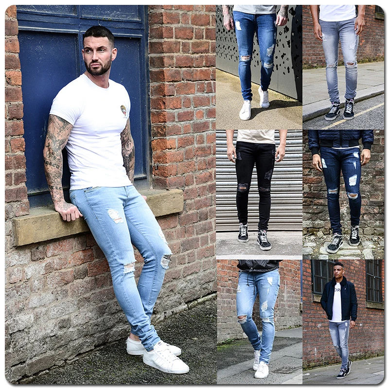 Kenntrice Skinny Jeans Fashion Slim Men's Ripped Jeans Casual Pants Stylish Mens Skinny Jeans Denim Pants For Man Fit Streetwear