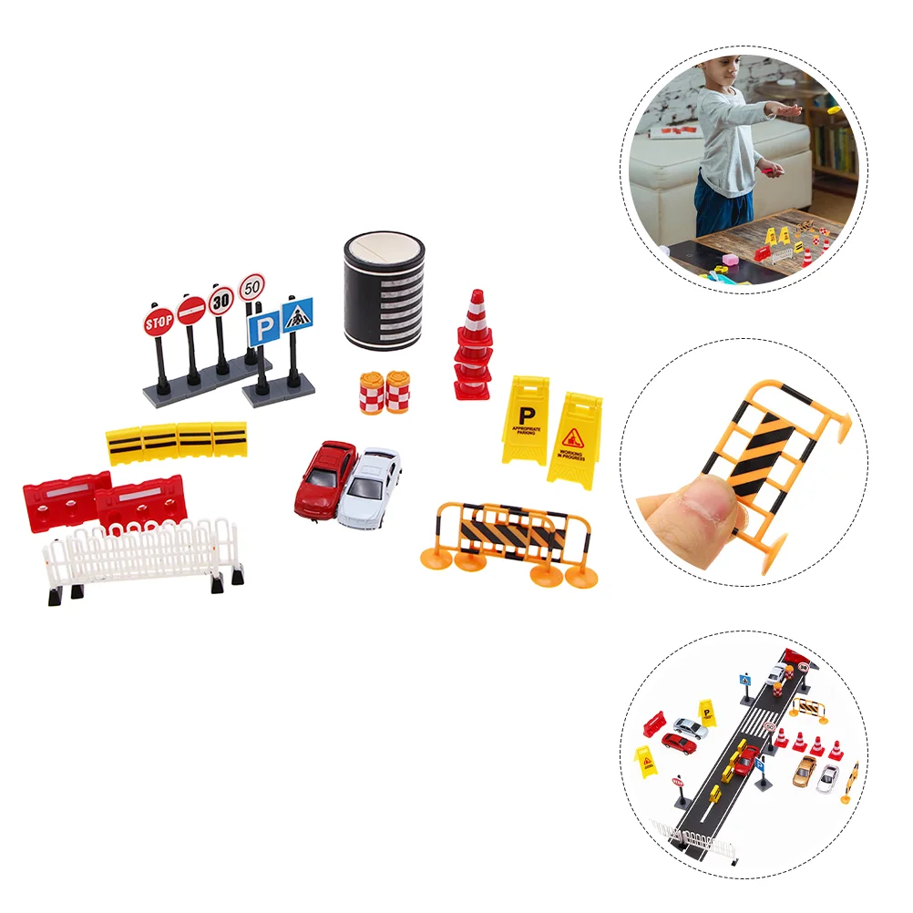 

27 Pcs Road Construction Set Simulation Traffic Sign DIY Micro Toys Sand Table Decor Children Model Miniature
