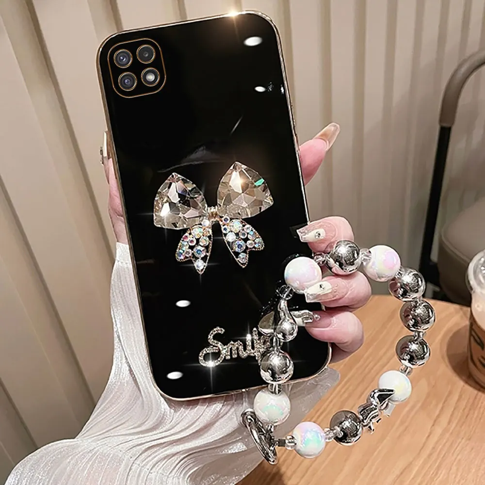 Чехол для телефона с жемчужным бантом и ремешком на руку Samsung Galaxy Wide 5 A22 F42 5G A22s