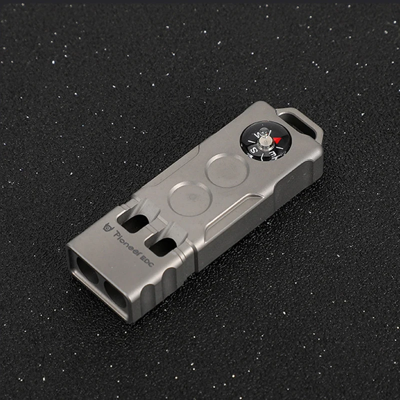 

Compass Survival Whistle Titanium Alloy High Decibel Dual Frequency Whistle Waterproof Dustproof Outdoor Camping EDC Multitool