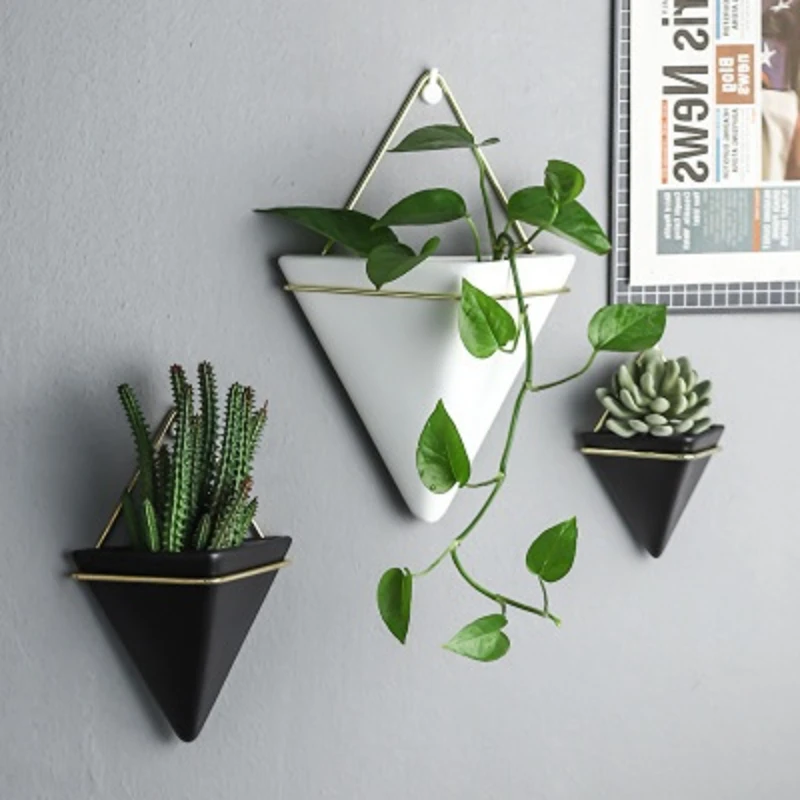 

Creative Ceramic Hanging Decoration Greenery Flower Pot Hangings Living Room Background Wall Decorations Modern shelf shelves