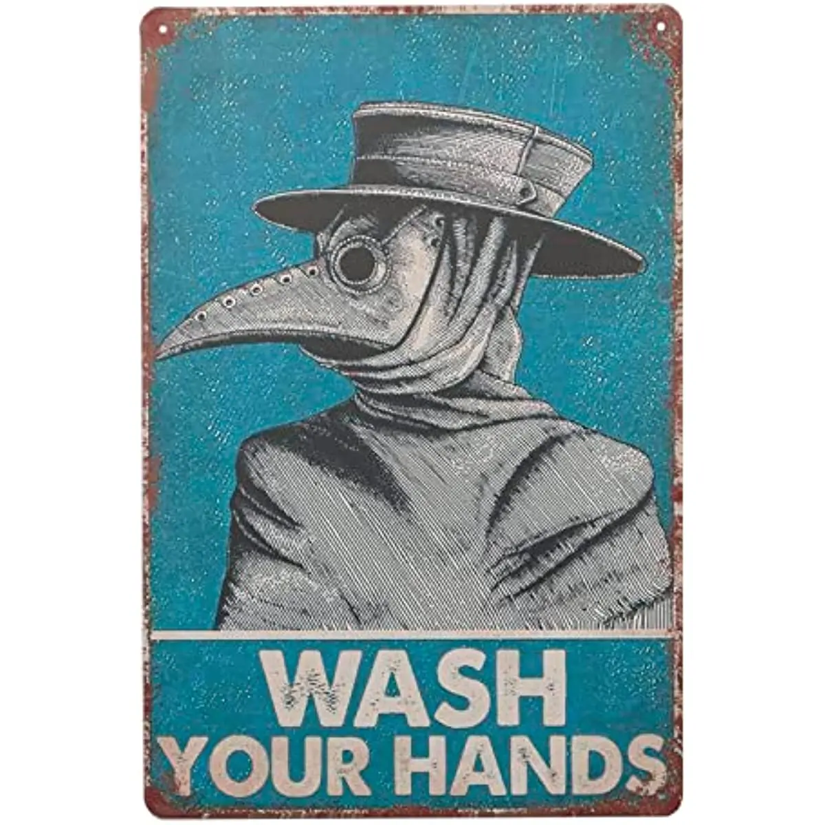 

Vintage tin Sign,Wash Your Hand Plague Doctor Wall Art Plague Doctor ,Art Print Wall Decor,Home Decor/Lover Gifts 8 X 12" Inch