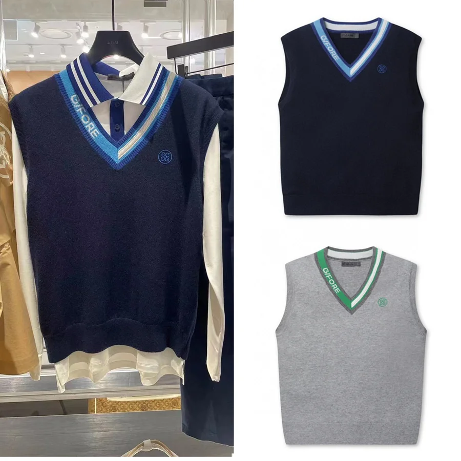 

Men's Golf Shirts Knitted Vest Winter New Fashion Design V-Neck Sleeveless Golf Top Keep Warm Vest G0114
