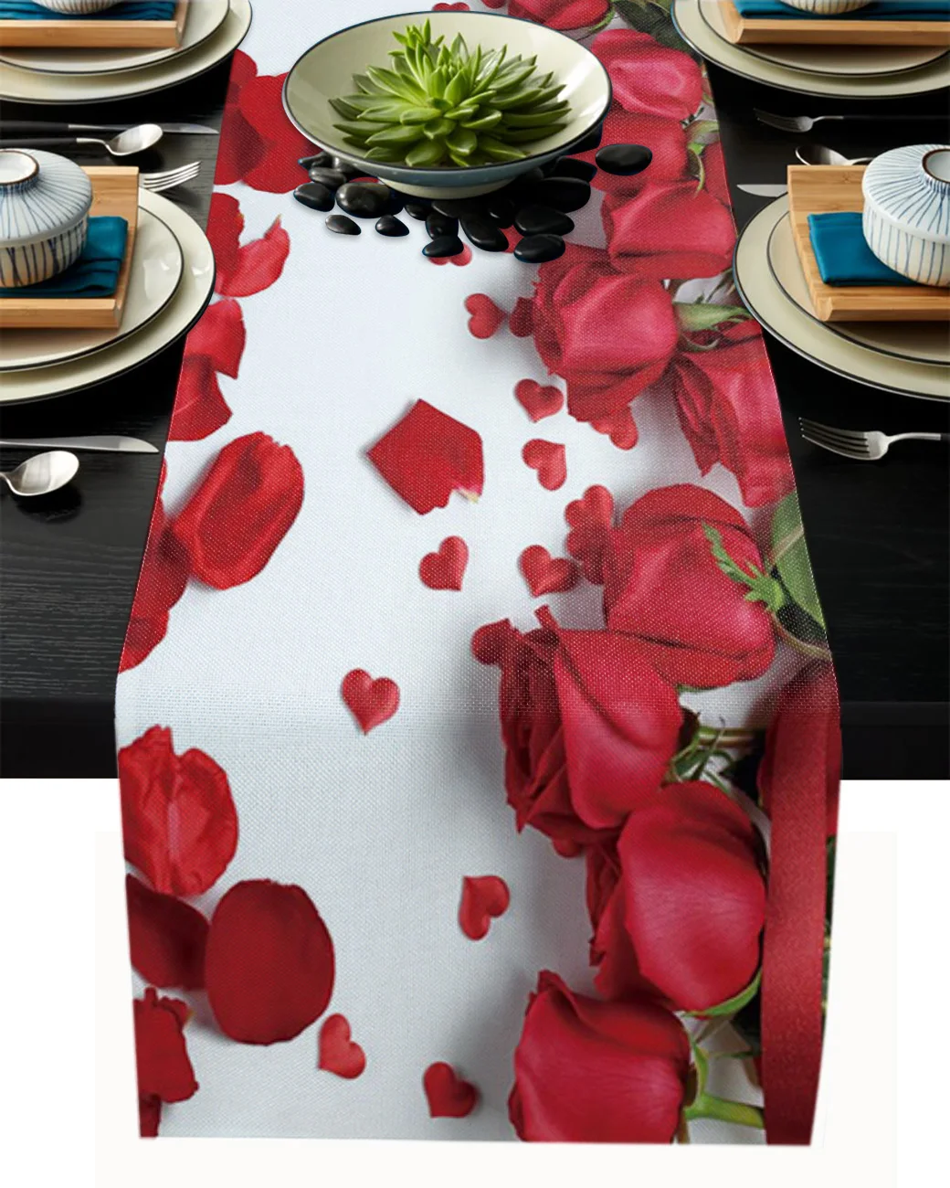 

Rose Flower Leaf Green Red Petal Flower Plant Tablecloth Table Runner Decoration Home Decor Dinner Table Decoration Table Decor