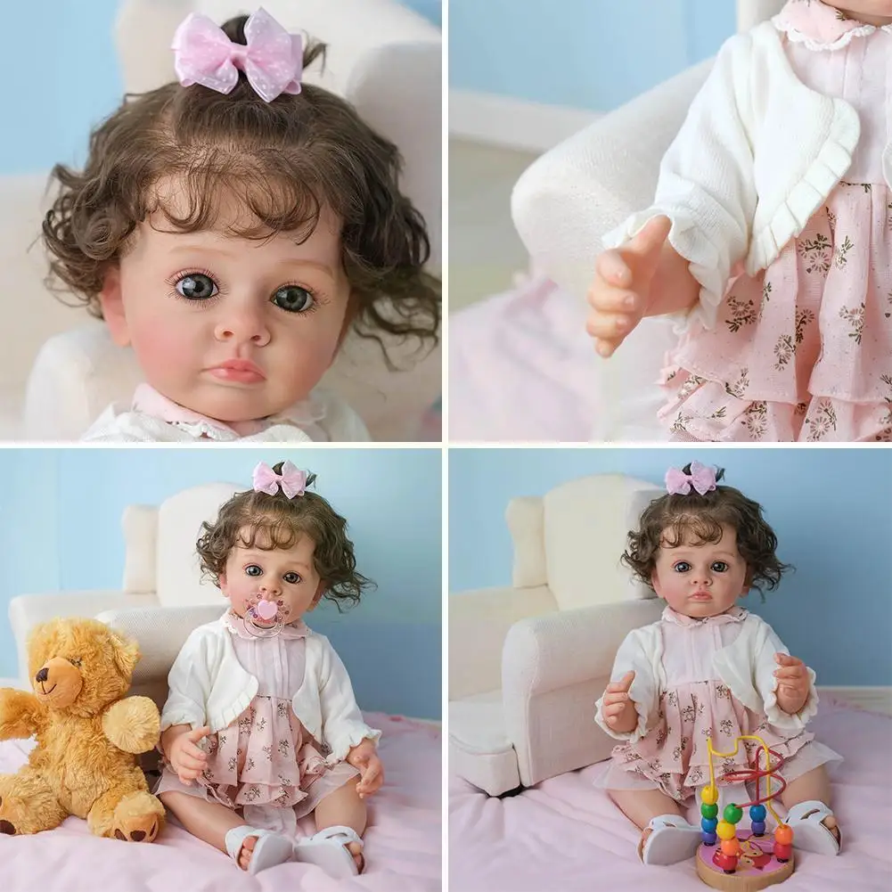 

55cm Full Silicone Rebirth Realistic Rebirth Toddler Full-body Lifelike Handmade Accessory Full Newbirt C9w4