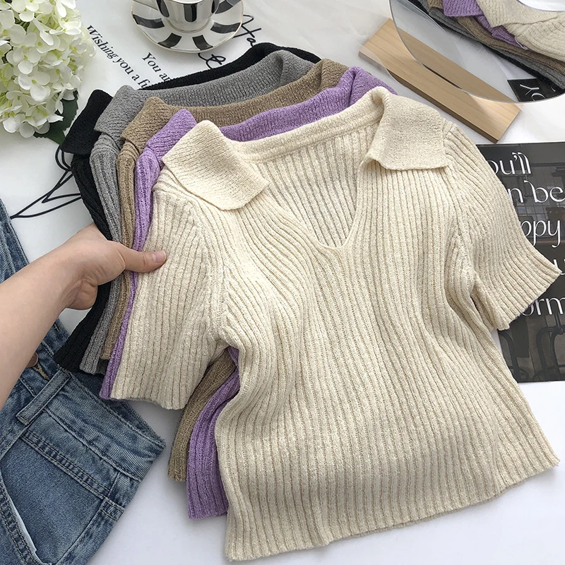 

Summer Y2K Crop Tops Short Sleeve Solid Sexy Harajuku Ropa De Mujer T Shirts Vintage Clothing High Street Purple Ins Women Tees