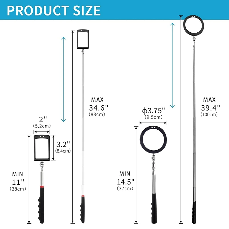 

2Pcs Underbody Inspection Mirror Flexible 360 Swivel Forinspection Viewing Mechanic Checking Observation