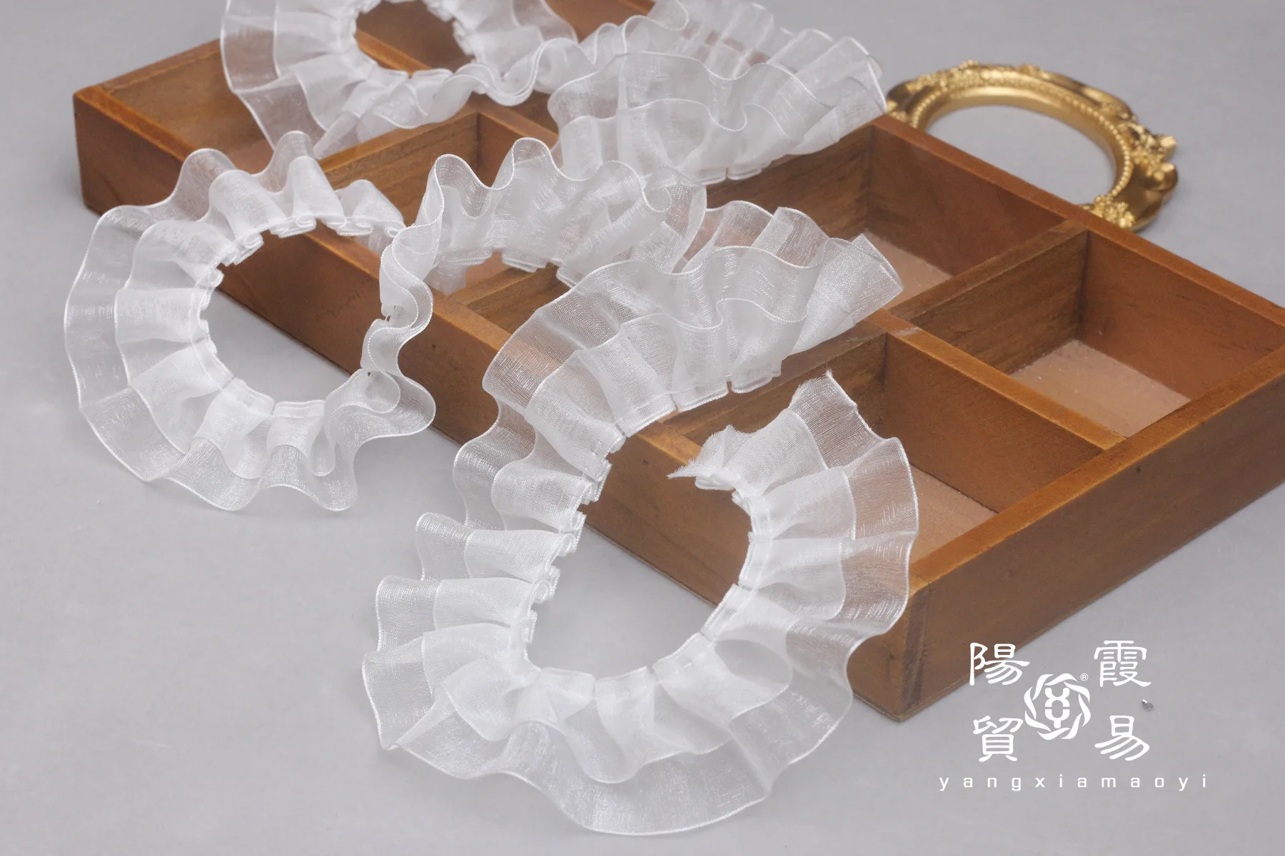 4 см двухслойная шифоновая лента из органзы плиссированное кружево с рюшами