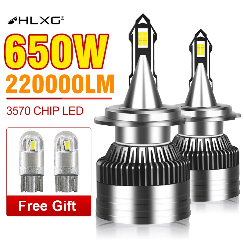 

Лампы для автомобильных фар HLXG, 650 Вт, H7, H4, CANBUS, 9005 лм, H11, H8, H9, 9006, HB3, HB4, 12 В, 24 В, 36 В