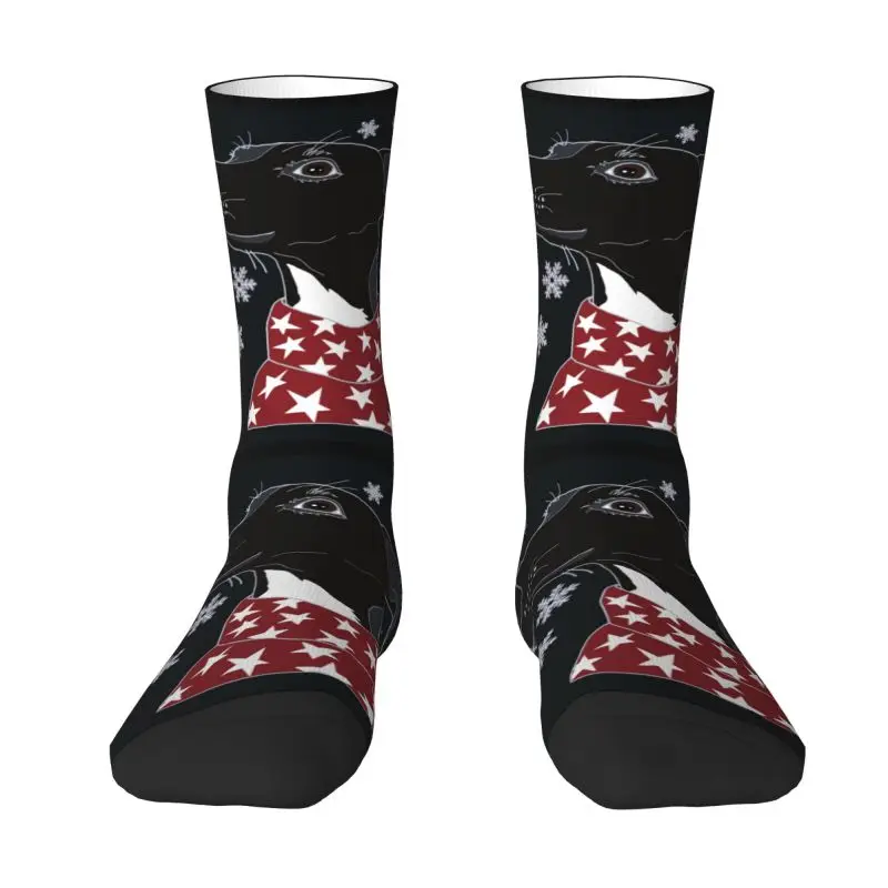 

Cute Winter Whippet Mens Crew Socks Unisex Funny 3D Print Lurcher Greyhound Dog Dress Socks