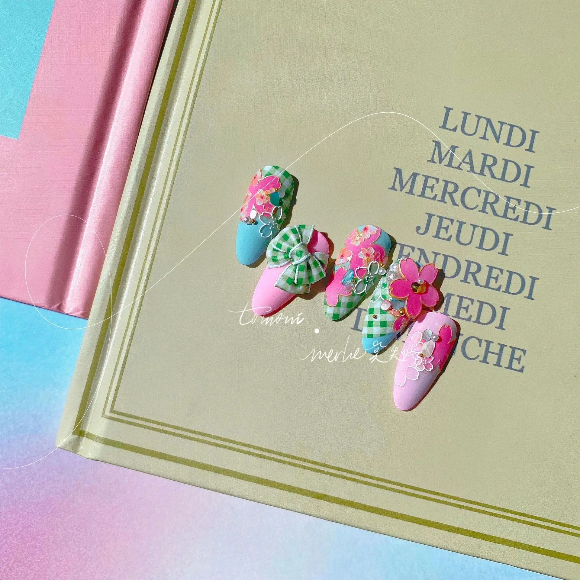 Литература и искусство 5D розовые цветы рельефные наклейки для ногтей DIY