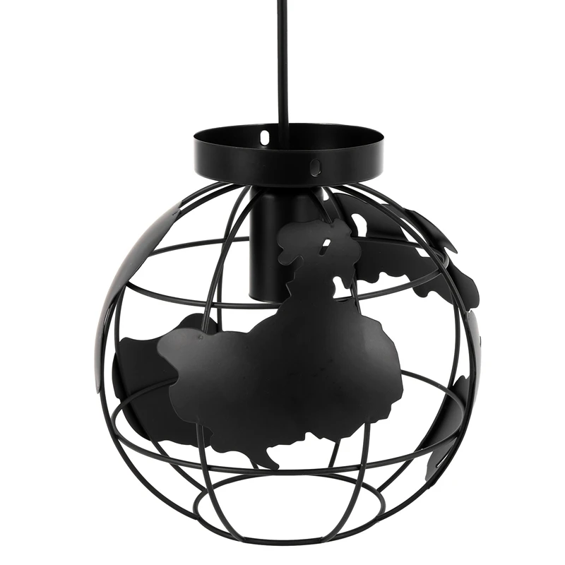 

HOT SALE Black Creative Loft Continental Single Retro Globe Chandelier Modern Metallic Lounge Café Casual Ceiling Lamp