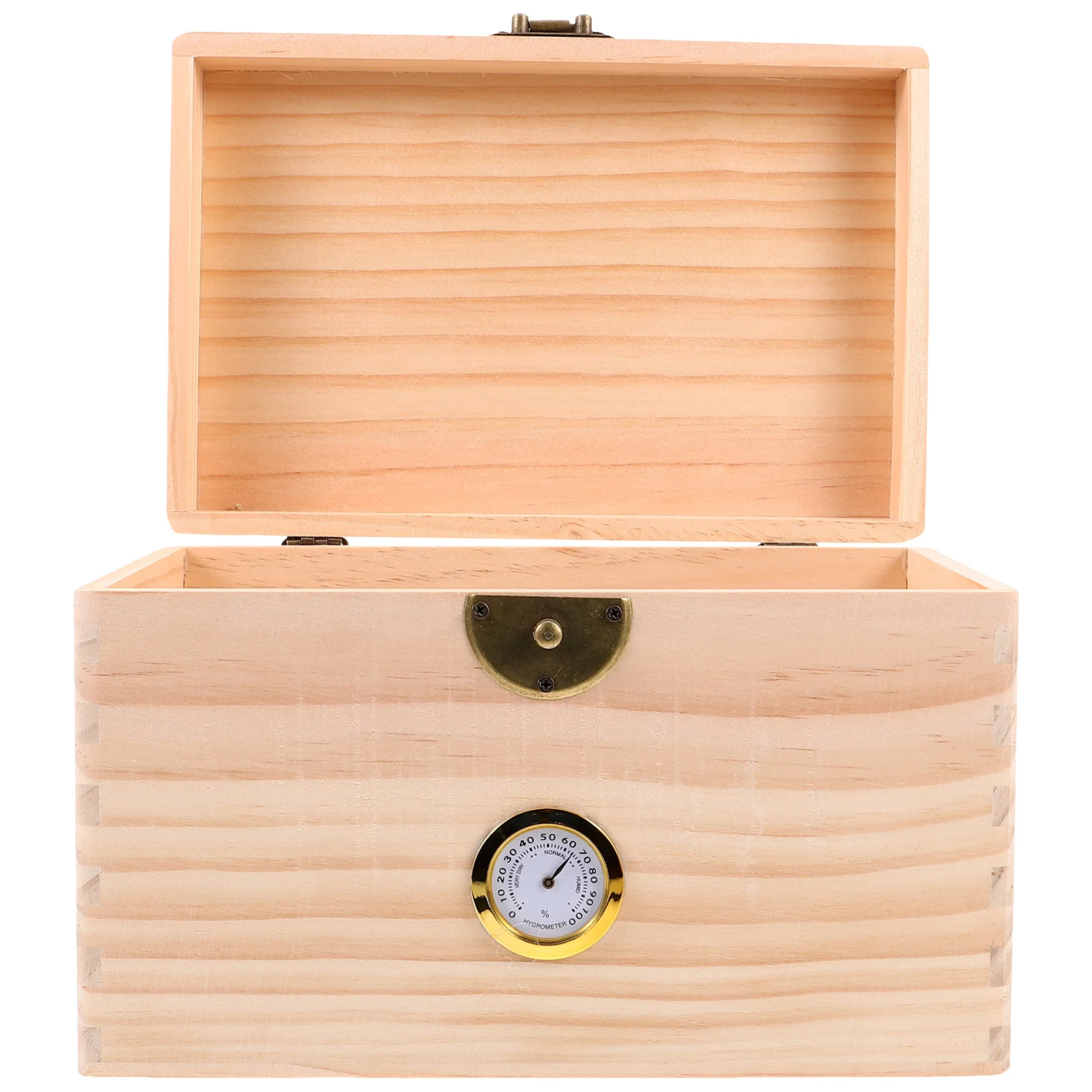 

Wood Tea Box with Hygrometer Unfinished Wooden Loose Tea Storing Box Organizer