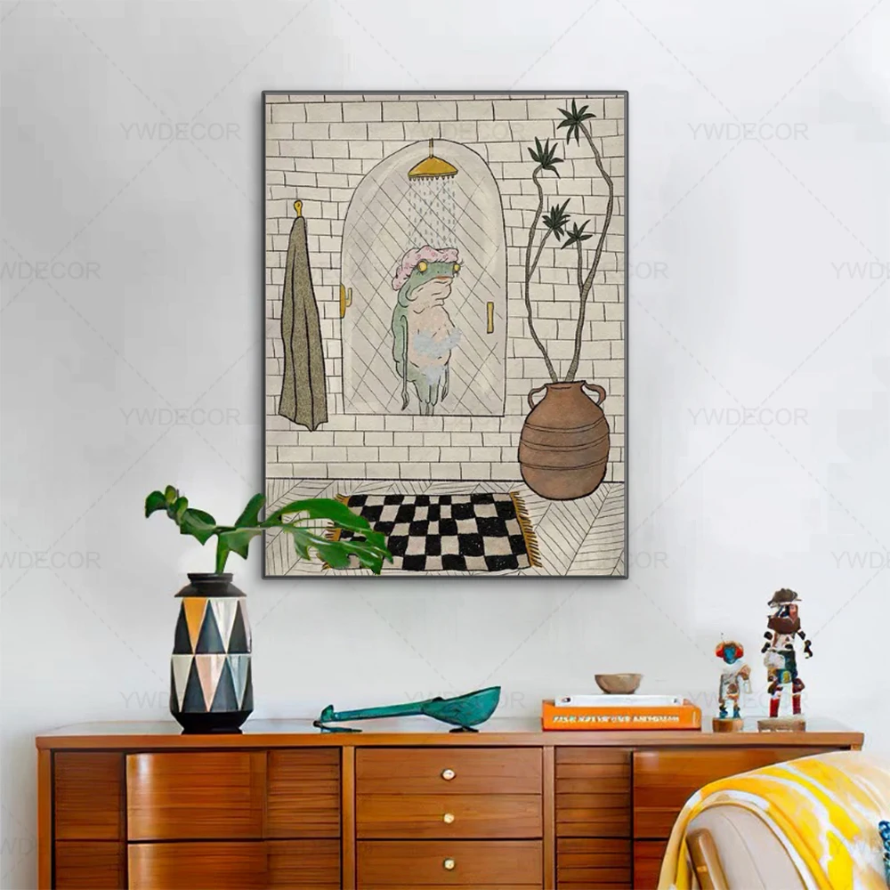 Настенный плакат лягушки для купания