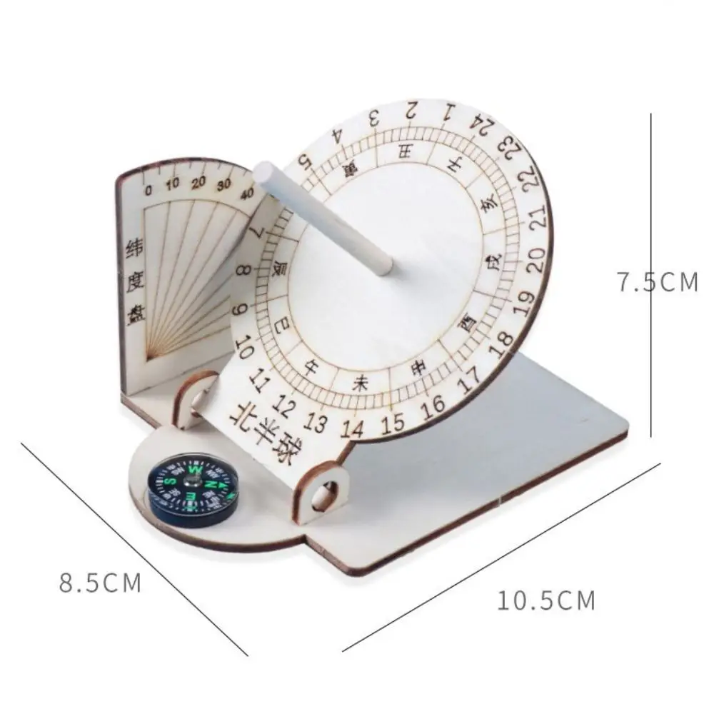 

DIY Materials Experiment Compass Equatorial Sundial Sundial Scientific Model Educational Toys Wooden Clock Teaching Aid