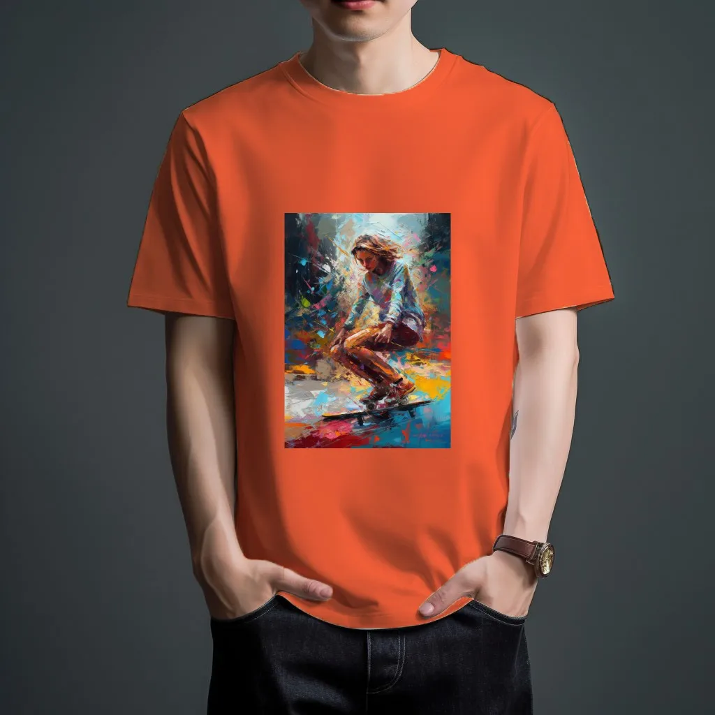WSFEC S-4XL T Shirt for Men Clothing Pure Cotton Skateboarding Theme Pattern Summer Short Sleeve Sport Top DIY Custom Wholesale
