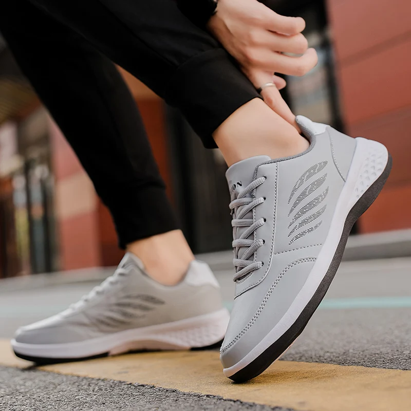 PU Leather Men Trend Casual Shoe Italian Breathable Leisure Male Sneakers Non-slip Footwear Man Vulcanized Shoes