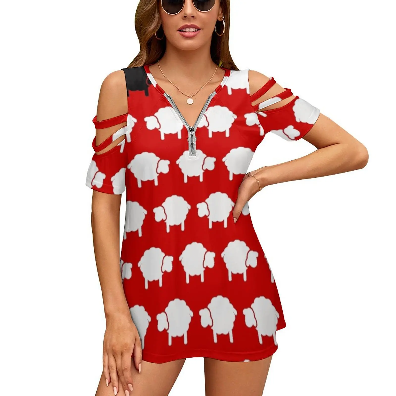 

Женские пикантные винтажные футболки на молнии с черной овечкой, топы, футболка с принтом, футболка с рисунком Diana Thecrown Sheep Blacksheep Виндзор