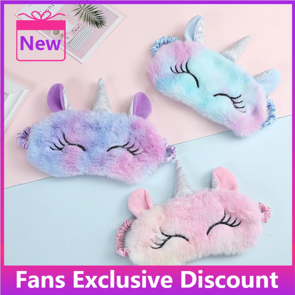 

2022 New Cartoon Unicorn Silk Mask Variety Sleeping Mask Eyeshade Relax Mask Plush Eye Shade Cover For Travel Home Party Gift