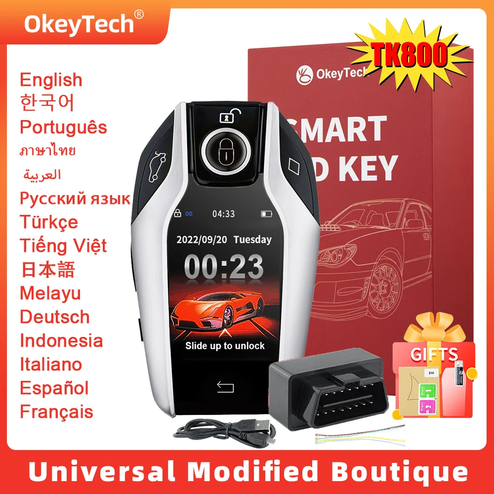 TK800 LCD Smart Car Key Universal Modified Boutique Smart Remote Key for Land Rover for Cadillac/BMW/Ford/Mazda/Toyota/Porsche