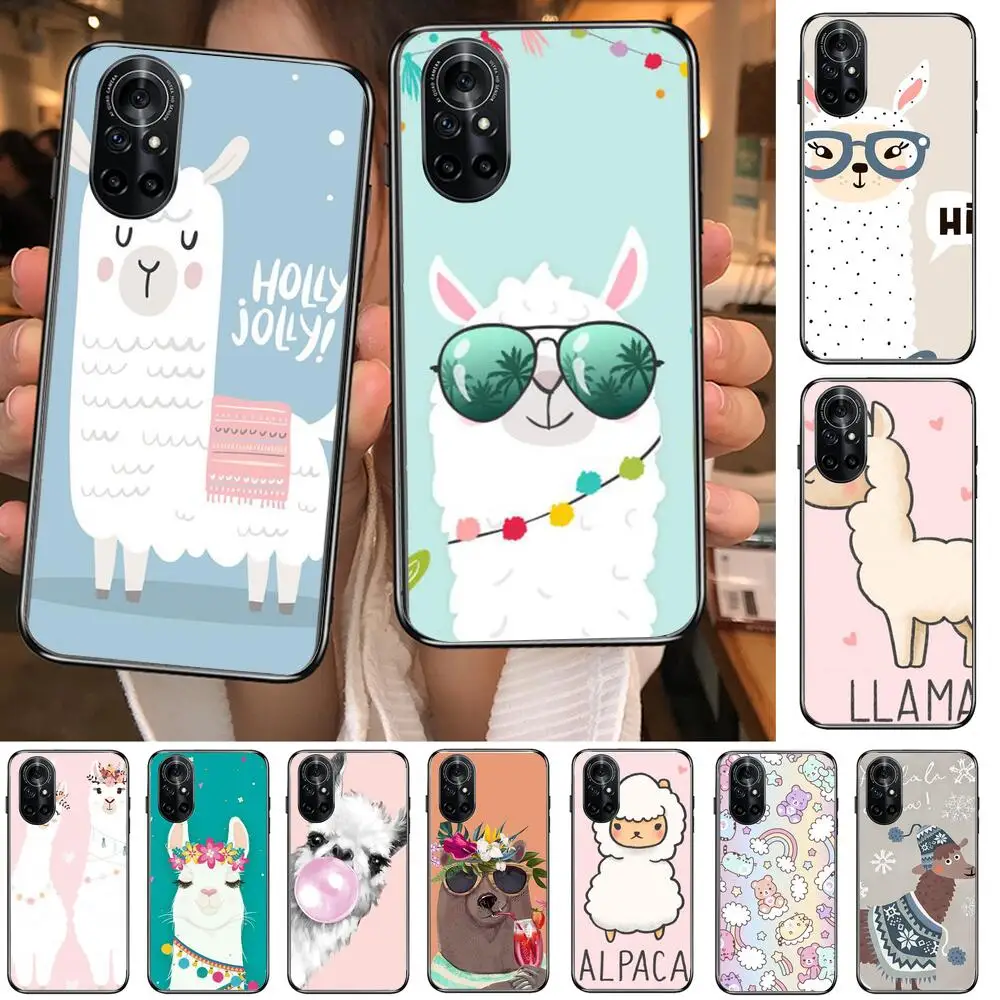 

A-Animated Alpaca Clear Phone Case For Huawei Honor 20 10 9 8A 7 5T X Pro Lite 5G Black Etui Coque Hoesjes Comic Fash design