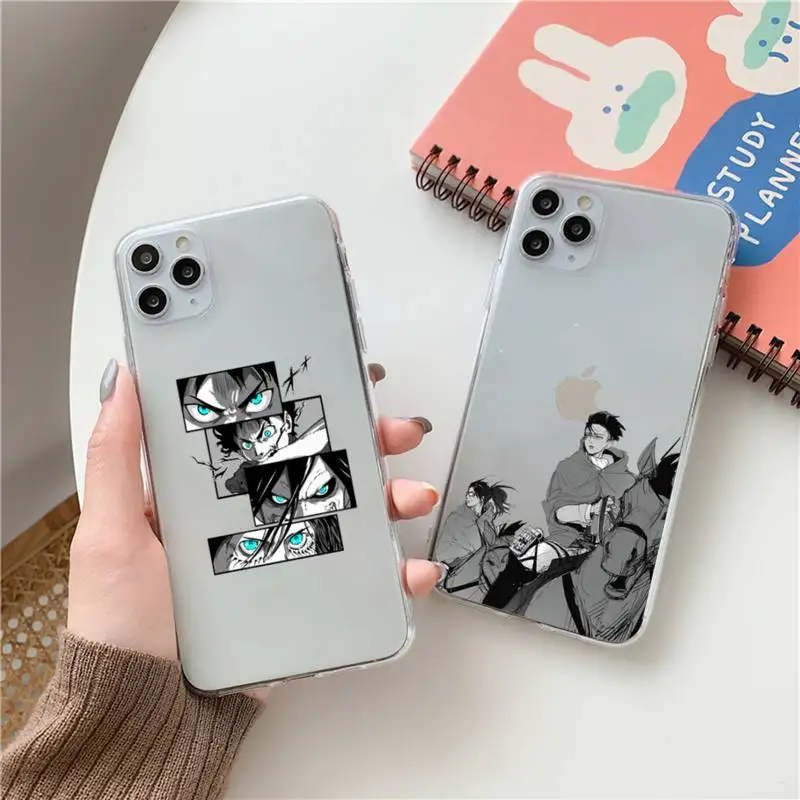 

anime Attack on titan Colossal Titan Phone Case Transparent for iPhone case 11 12 mini pro XS MAX 8 7 6 6S Plus X 5S SE 2020 XR