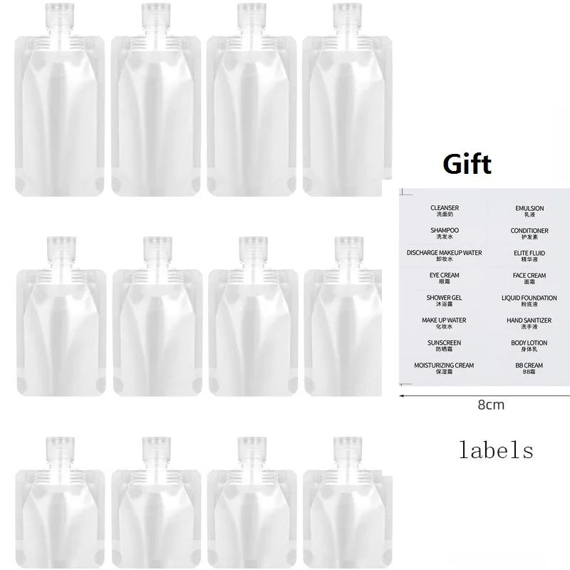 

20PCS 30/50/100ML Travel Refillable Empty Squeeze Pouch Lotion Shampoo Shower Gel Squeezable Bags Leakproof Cosmetic Containers